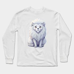 watercolor cute magical white lion sticker Long Sleeve T-Shirt